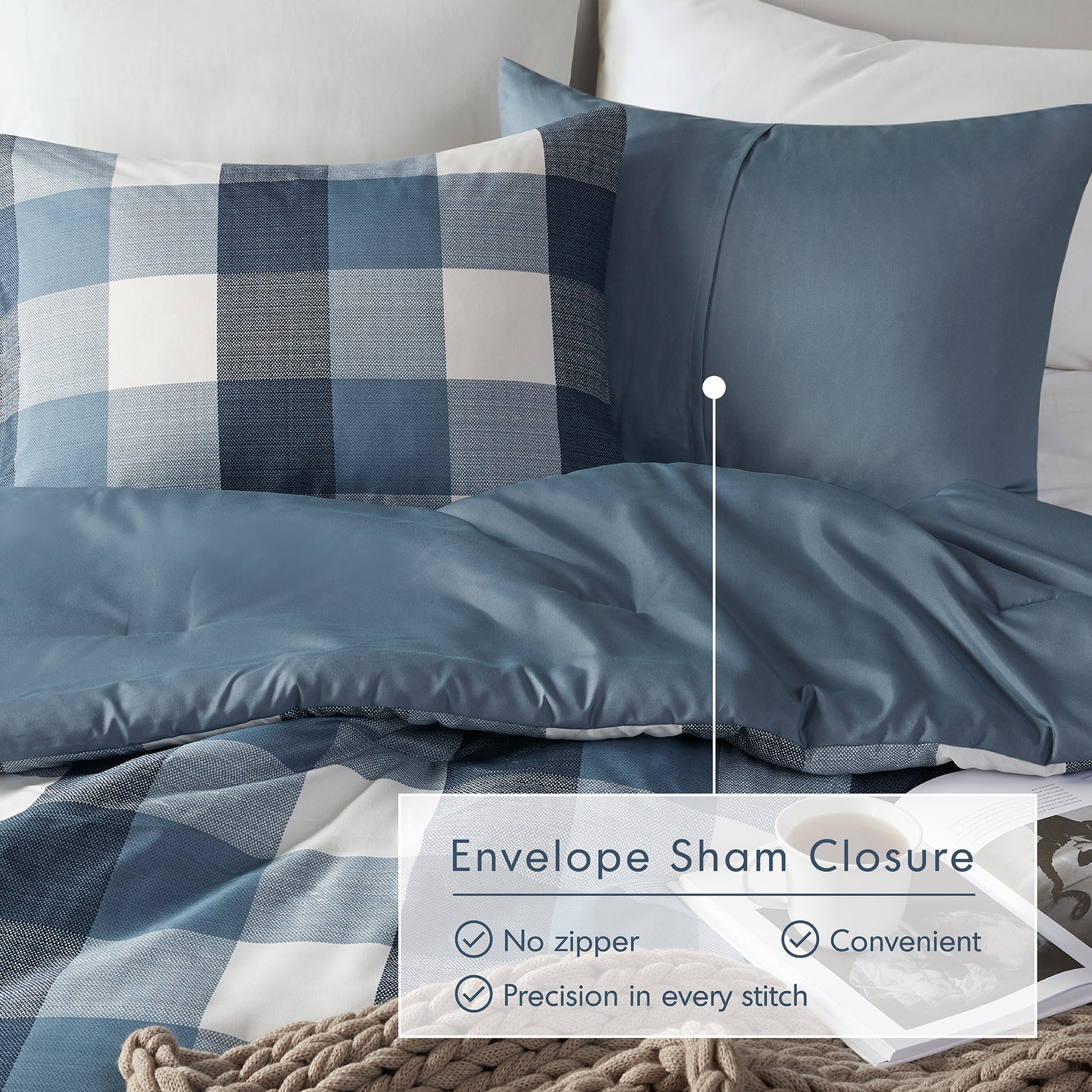 Comfort Spaces Plaid Check Printed Comforter Set