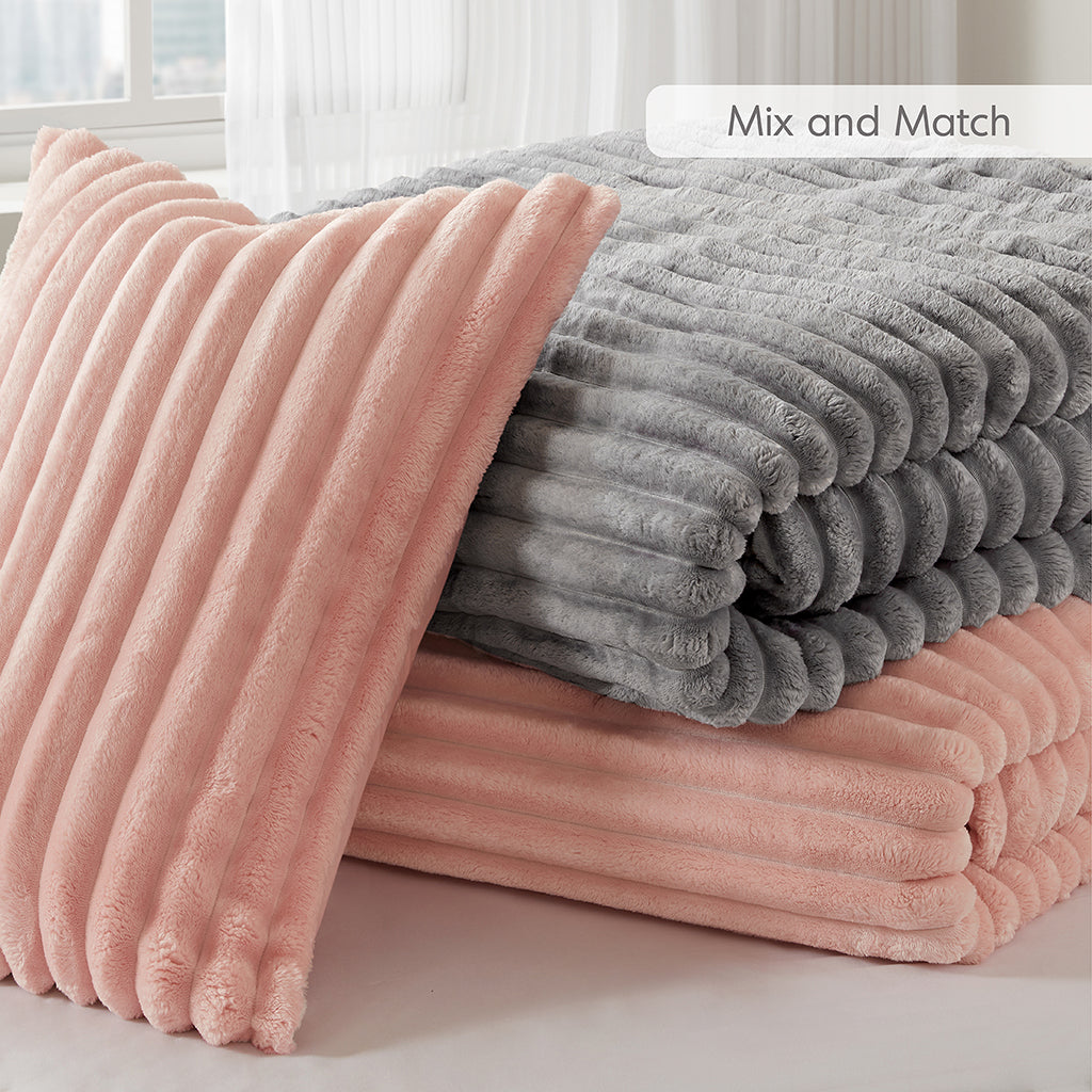 Intelligent Design Fluffy Ribbed Plush Comforter Set