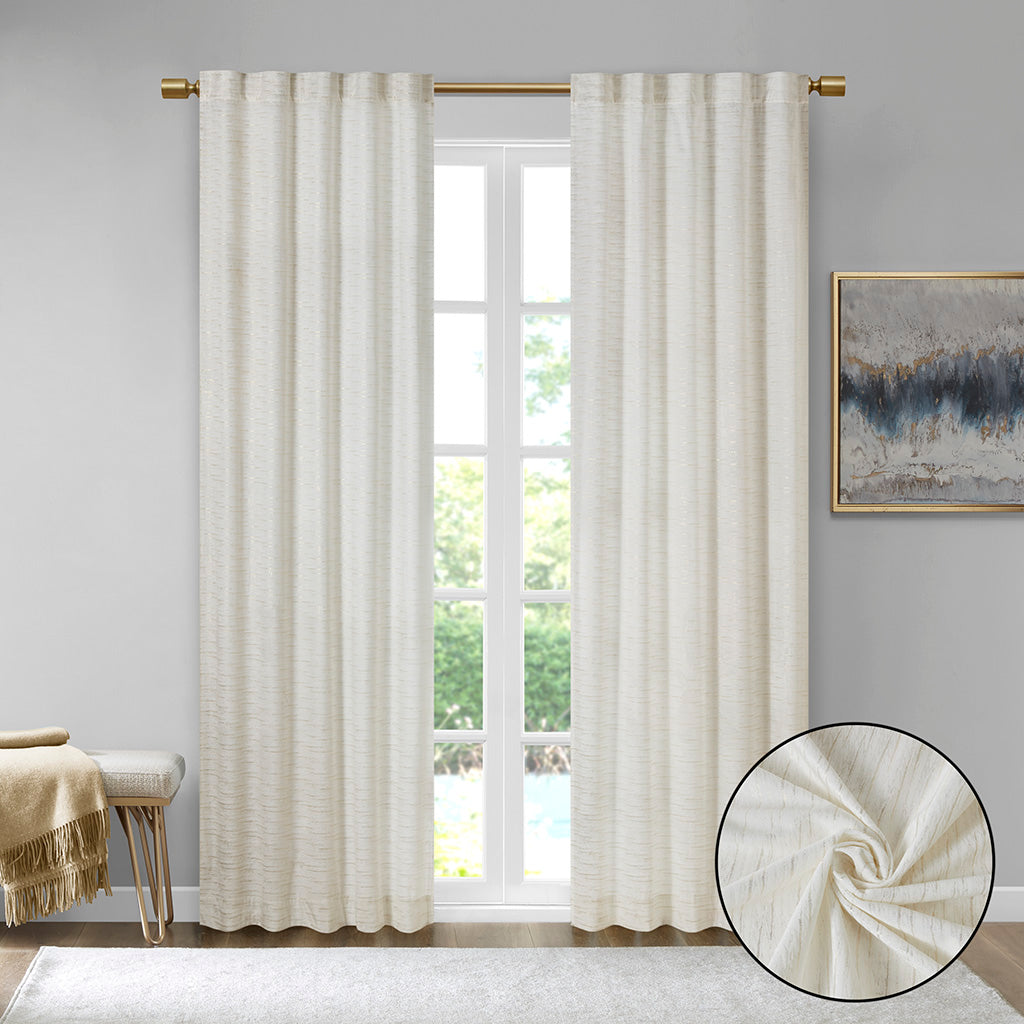 510 Design Room Darkening Metallic Printed Poly Velvet Rod Pocket/Back Tab Window Panel Pair