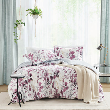 Comfort Spaces Reversible Floral Botanical Seersucker Comforter Set