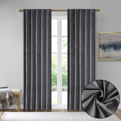 510 Design Room Darkening Metallic Printed Poly Velvet Rod Pocket/Back Tab Window Panel Pair