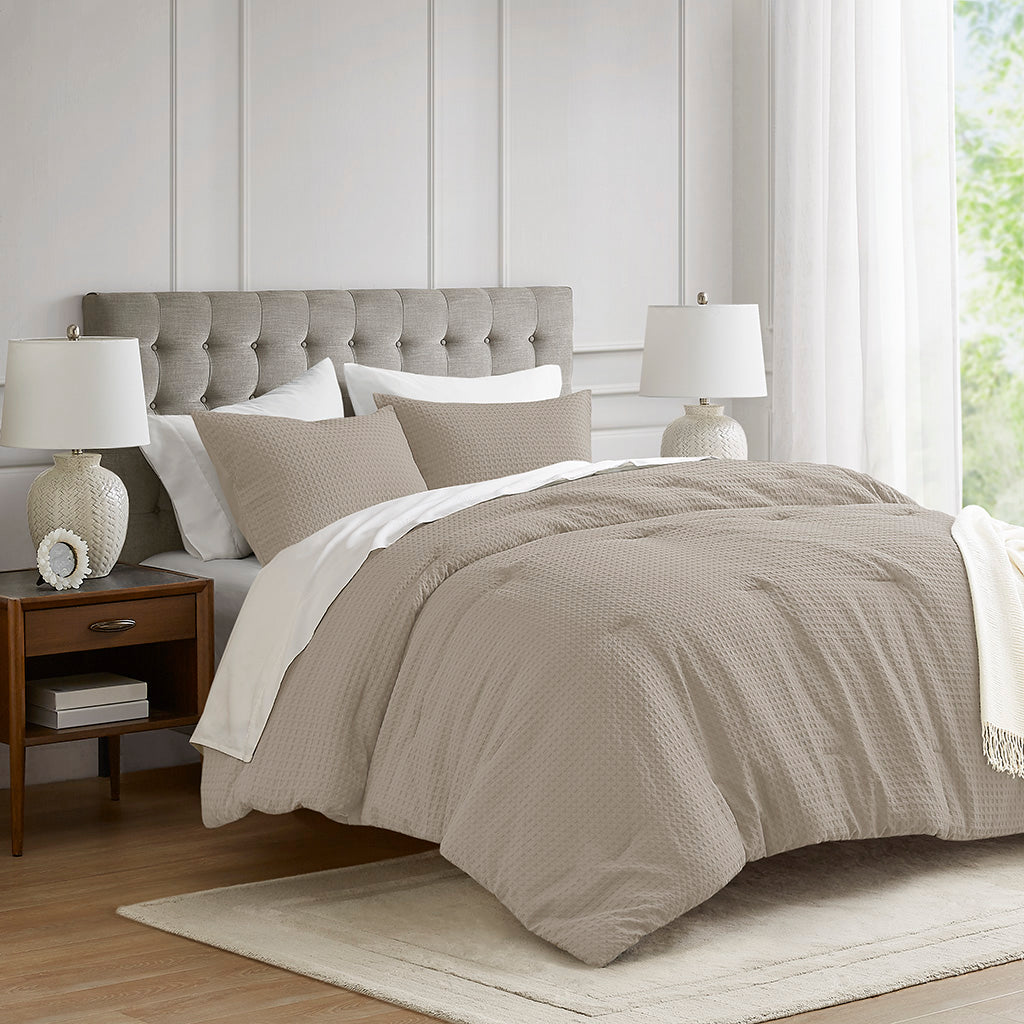 Comfort Spaces Waffle Weave Textured Comforter Set