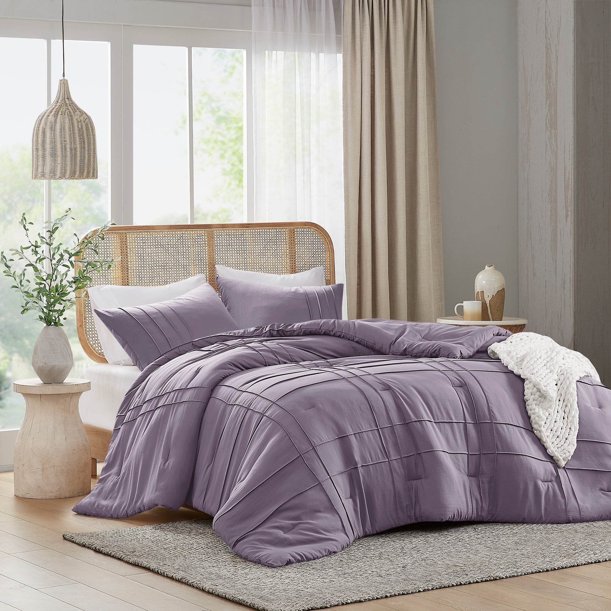 Comfort Spaces Soft Washed Pleated Comforter Set