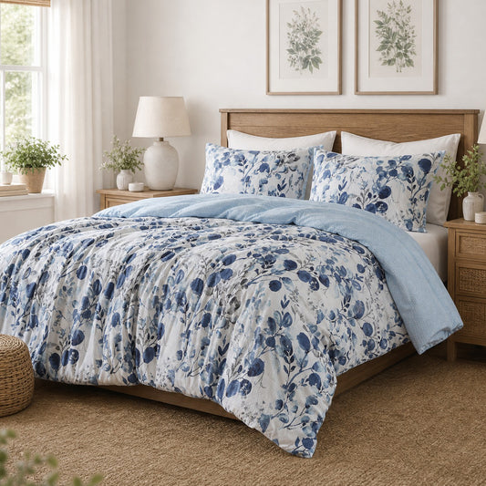 Gabby Reversible Floral Botanical Seersucker Comforter Set